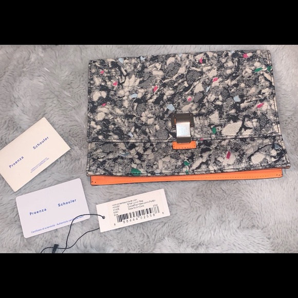 Proenza Schouler Handbags - PROENZA SCHOULER PRINTED NEWSPRINT LUNCHBOX CLUTCH BAG PURSE